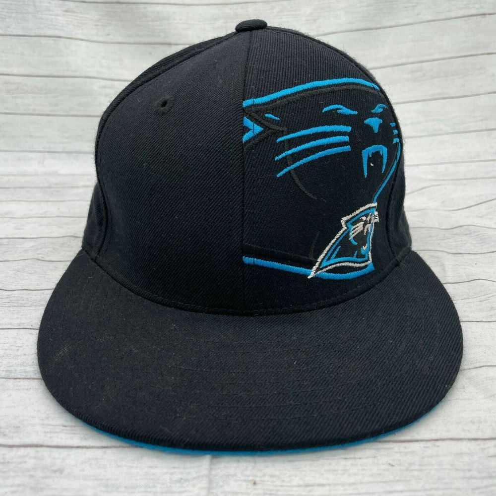 Reebok NFL Carolina Panthers Team Hat Cap Blue Black Panther Size 7 Wool